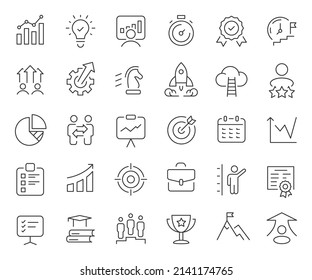 Growth and development line icons collection. Thin outline icons pack. Vector illustration eps10