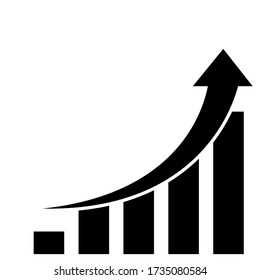 Growth Diagram With Arrow Going Up Vectot Icon. Vector Bar Chart Illustration. Business Graph. Success Business Symbol.