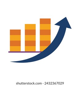 Growth diagram with blue arrow going up