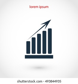 growth diagram icon, flat design best vector icon