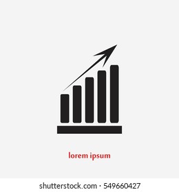 growth diagram icon, flat design best vector icon