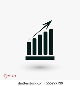 growth diagram icon, flat design best vector icon