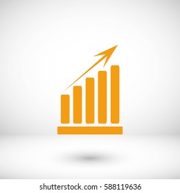 growth diagram icon, flat design best vector icon