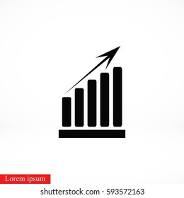 growth diagram icon, flat design best vector icon