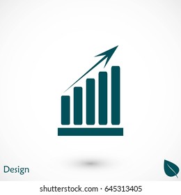 growth diagram icon, flat design best vector icon