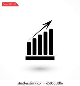 growth diagram icon, flat design best vector icon