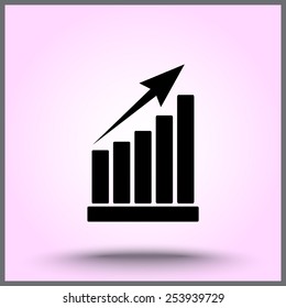 Growth diagram sign icon, vector illustration. Flat design style 