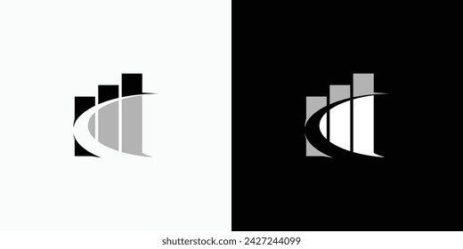 Growth diagram vector logo design with transverse track.