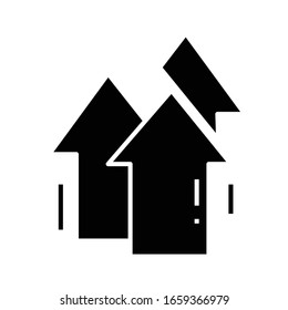 Icono negro de dirección de crecimiento, ilustración conceptual, símbolo plano vectorial, signo de glifo.