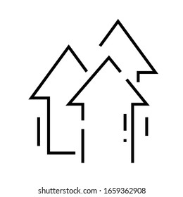 Icono de línea de dirección de crecimiento, signo de concepto, ilustración de vector de contorno, símbolo lineal.