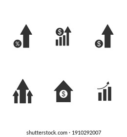 Growth dollar, percent vector icons set