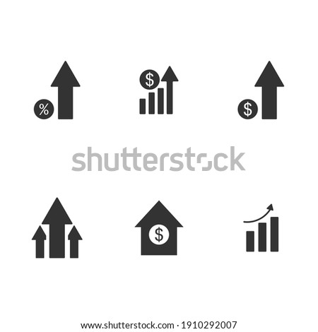 Growth dollar, percent vector icons set