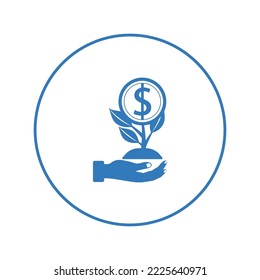 Growth dollar tree hand icon | Circle version icon |