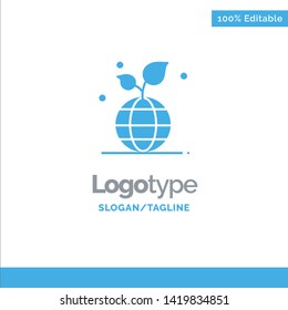 Growth, Eco, Friendly, Globe Blue Solid Logo Template. Place for Tagline