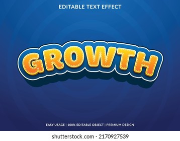 growth editable text effect template with abstract background use for business logo and brand
