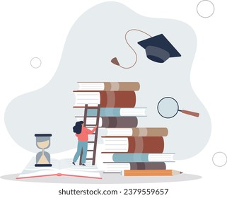 Growth education and development from book reading .Professional career boost and ambitions from horizon expanding studies.flat vector illustration