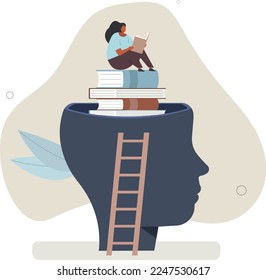 Growth education and development from book reading.flat vector illustration.