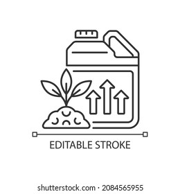 Growth enhancer linear icon. Plant and crops growing accelerator. Soil supplement and amendment. Thin line customizable illustration. Contour symbol. Vector isolated outline drawing. Editable stroke