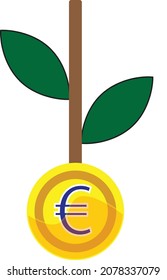 A growth Euro plant icon showing concept of investment 