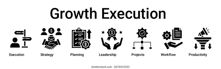 Growth Execution banner web icon vector illustration concept for business with icon of Execution, Strategy, Planning, Leadership, Projects, Workflow.