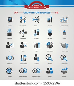 Growth, Finance and analysis icons,Blue version,vector