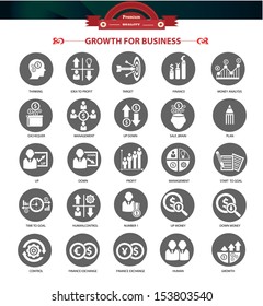 Growth, Finance and analysis icons,Gray version,vector