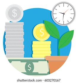 Growth finance capital icon. Result buisness finance, vector illustration