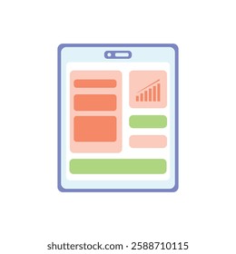 Growth Finance Chart Bar on Tablet Icon in flat style. Vector illustration