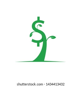 Growth finance dollar tree. Vector finance tree growth, money investment, illustration of profit plant