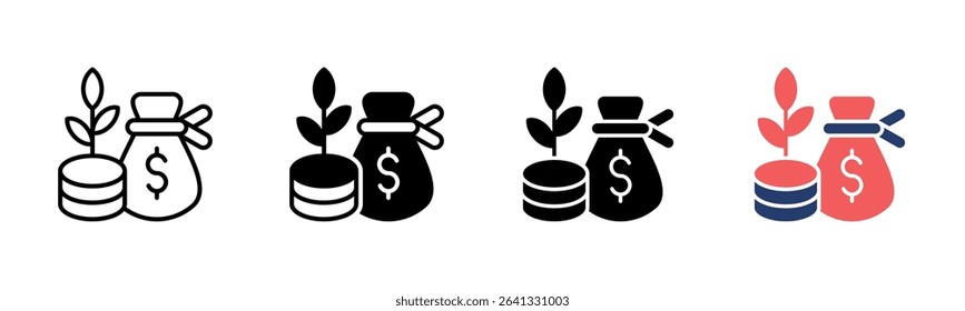 Growth Finance icon sheet multiple style collection