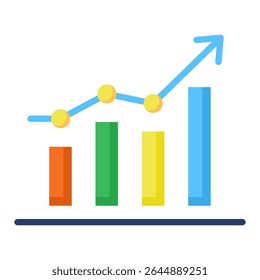 Growth flat color icon. Simple vector icon design in flat color style. Editable vector format