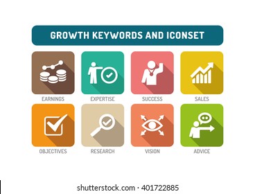 Growth Flat Icon Set