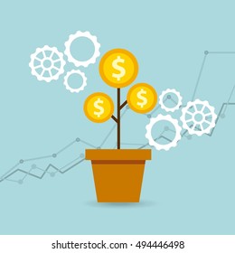 growth funding presentation graph vector illustration design