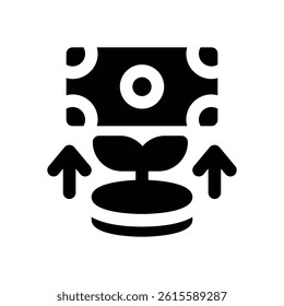 growth glyph icon. Strong and solid vector icon for websites, mobile interfaces, presentations, and visual branding. High quality and easy to edit.