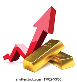 Growth of the Gold in financial world. Investing Banking business. Vector illustration