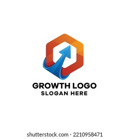 Plantilla de icono de logotipo de degradado de crecimiento