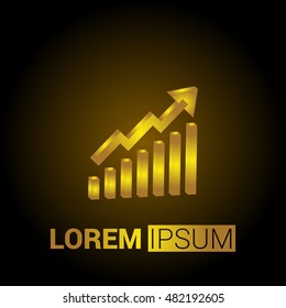 Growth Graph 3D Golden Metallic Premium Royal Corporate Logo / Icon