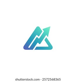 growth graph arrow logo with triangle shape in flat design style