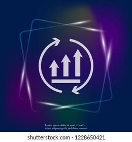 Growth graph with arrows in a circle. Vector business neon light icon schedule. Layers grouped for easy editing illustration. For your design.