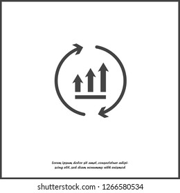 Growth graph with arrows in a circle. Vector business icon schedule on white isolated background. Layers grouped for easy editing illustration