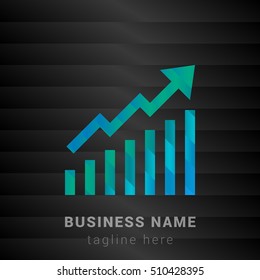 Growth Graph Blue,Green and Black silk fashion premium icon / Logo