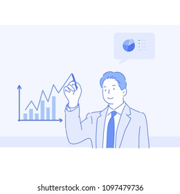 growth graph and business character. hand drawn style vector doodle design illustrations. growth graph and business character. hand drawn style vector doodle design illustrations.