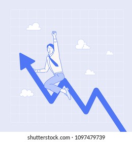 growth graph and business character. hand drawn style vector doodle design illustrations. growth graph and business character. hand drawn style vector doodle design illustrations.