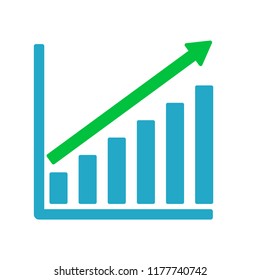 Growth graph business chart with vector bar diagram icon