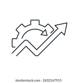  Growth graph in business style or stock data. Operational excellence.Vector linear icon illustration on white background.