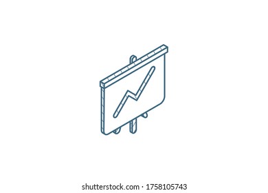 growth graph chart, market success, stock bar up isometric icon. 3d vector illustration. Isolated line art technical drawing. Editable stroke