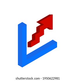 growth graph chart, market success, stock bar up isometric flat icon.