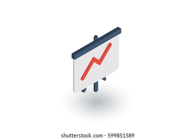 growth graph chart, market success, stock bar up isometric flat icon. 3d vector colorful illustration. Pictogram isolated on white background