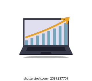 growth graph chart on a laptop screen or business analysis concept
