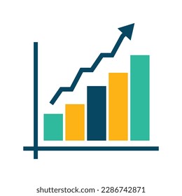 Growth Graph Icon, Chart, column graph, info graphic element. Business finance and Investment, Banking and business financial growth, Drawn growth graph icon. 